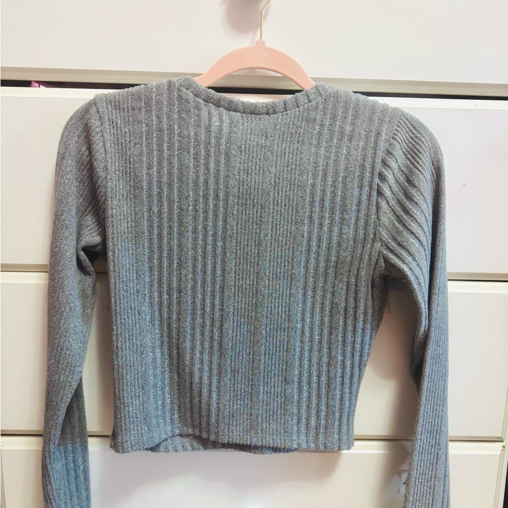 Lily Rose Grey Ribbed Long Sleeve Sweater